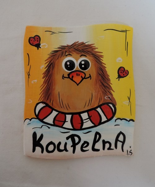 Cedulka na dveře-vrabec-koupelna