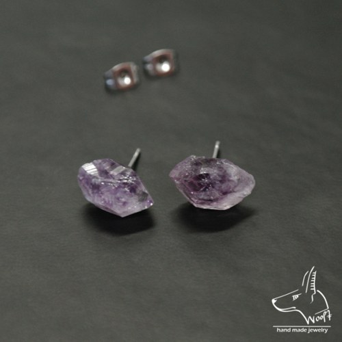 Ametystové náušničky - raw crystal — foto 1