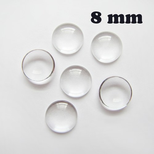 Skleněná čočka, 8 mm, 6 ks