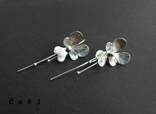 Naušnice - stříbro - Violka vonná — foto 1