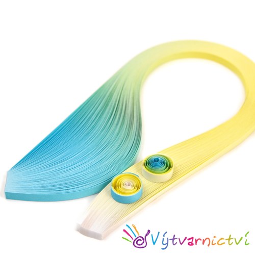 Modro-žluté tónované proužky na quilling