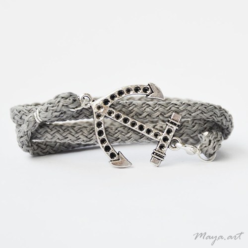 Šedý náramek "SIMPLE BRACELET" s kotvou — foto 1