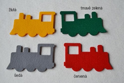 Výsek z plsti - lokomotiva červená