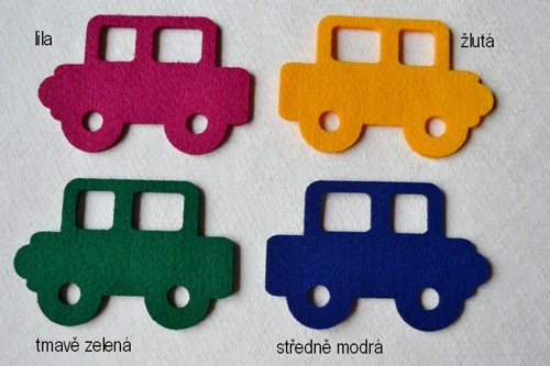 Výsek z plsti - auto středně modré