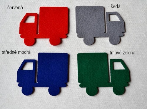Výsek z plsti - nákladní auto červené