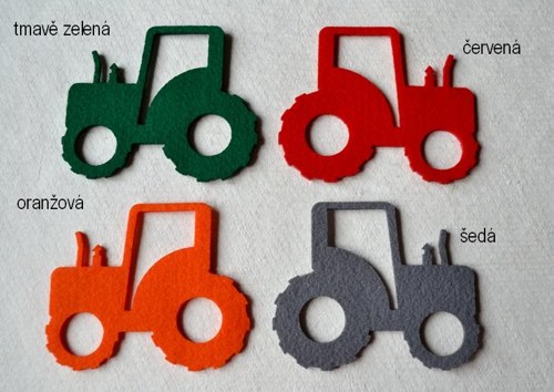 Výsek z plsti - traktor šedý