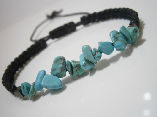 Náramek s tyrkenitem a hematitem (macramé) — foto 1