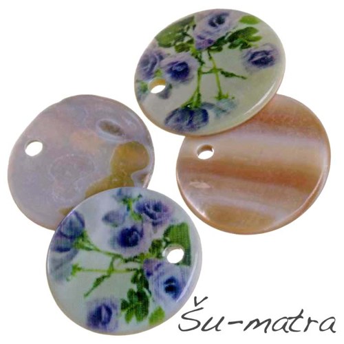 Perleťový přívěsek s potiskem, 20 mm (2 ks)