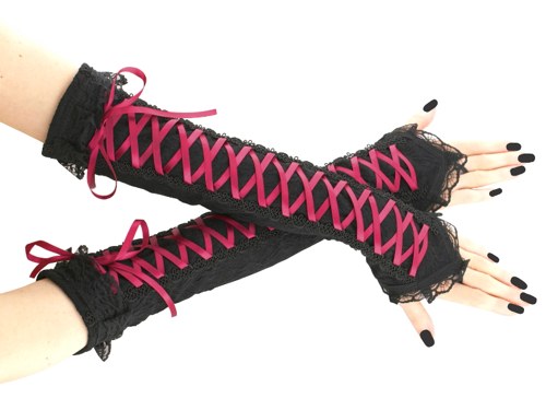 Společenské dámské rukavice černo magenta 01S
