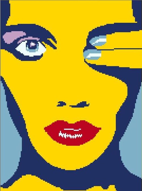 Předloha na vyšívání - Retro plakat POP ART FACE