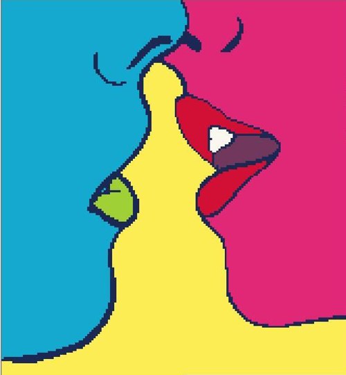 Předloha na vyšívání - Retro plakat POP ART KISS