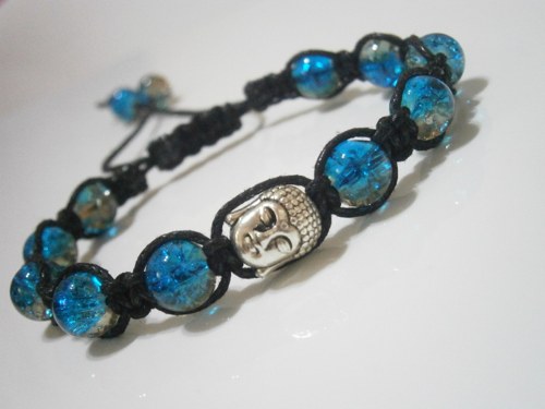 Modročerný náramek s Buddhou - Unisex (macramé) — foto 1