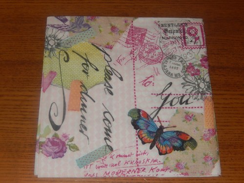 Ubrousek na decoupage - motýlí pohlednice
