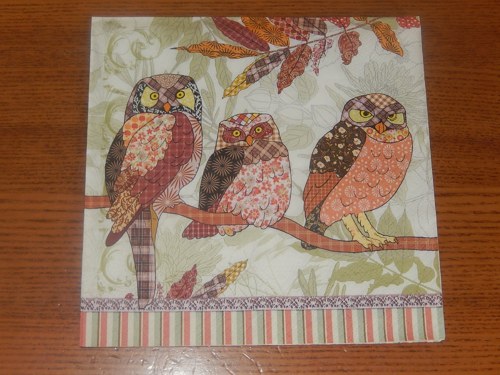 Ubrousek na decoupage - 3 sovy