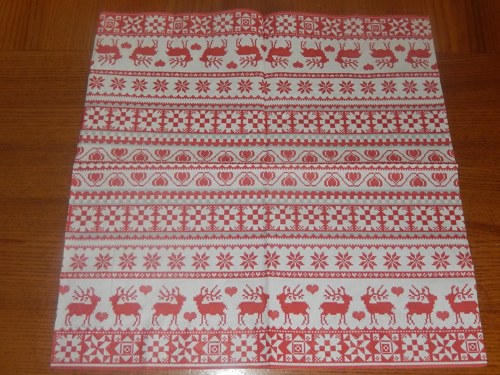Ubrousek na decoupage - norský vzor, sobi červení