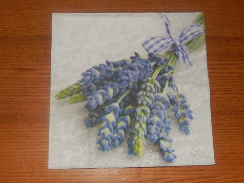 Ubrousek na decoupage - levandulový svazek s mašlí
