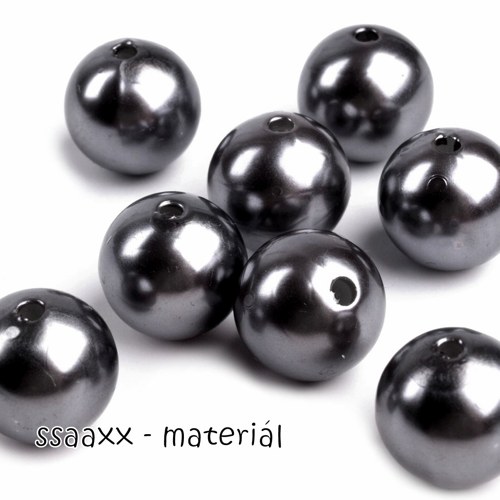 Plastový korálek ~ 13mm ~ 5ks ~ tm. šedý