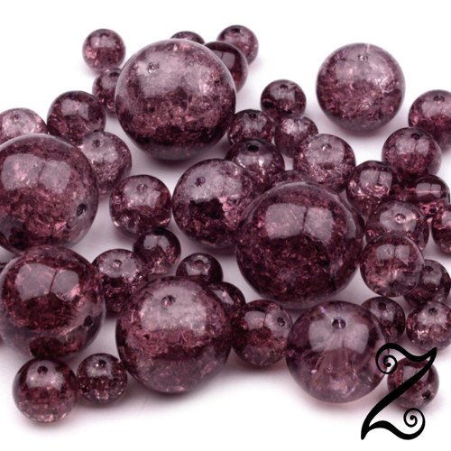Praskané korálky, fialová švestka, 6-18 mm (50g)