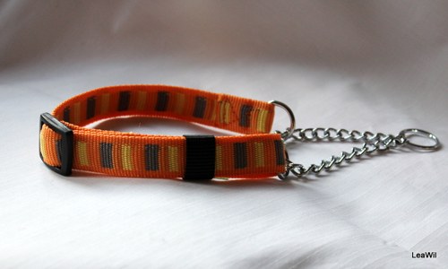 Obojek popruh oranžový s pruhem 2cm polostah