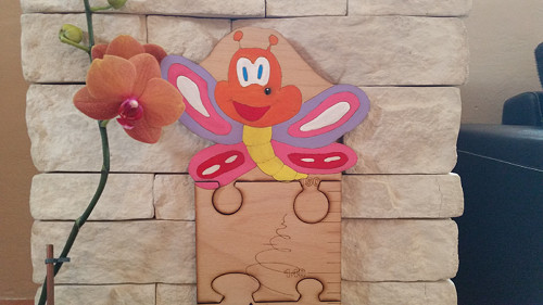 Dětský dřevěný metr - puzzle Na naší zahrádce