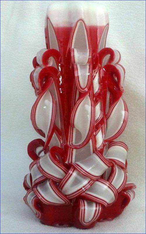 ŘEZANÁ SVÍČKA 17 CM - ČERVENÁ — foto 1