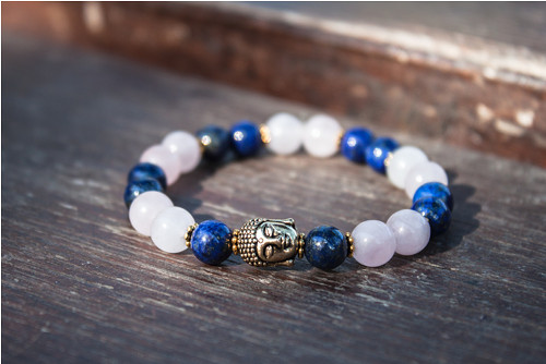 Buddha náramek - růženín a lapis lazuli — foto 1