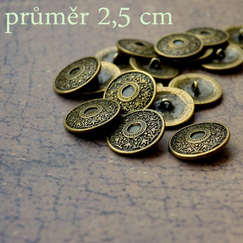 Knoflík starobronz - průměr 2,5 cm — foto 1