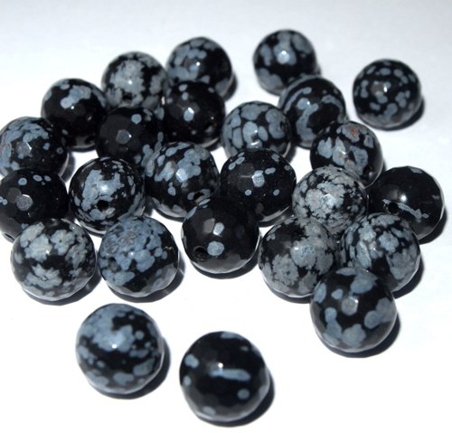 Obsidián Snowflake šnežný BROUŠENÝ kulička 8 mm