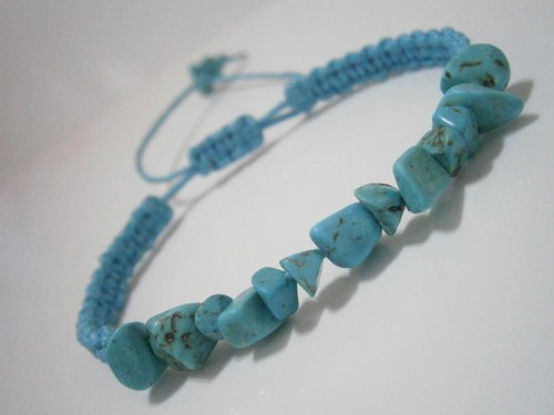 Tyrkysový náramek s Tyreknitem (macramé) — foto 1