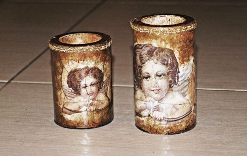 Sada dvou svícínků shabby chic — foto 1