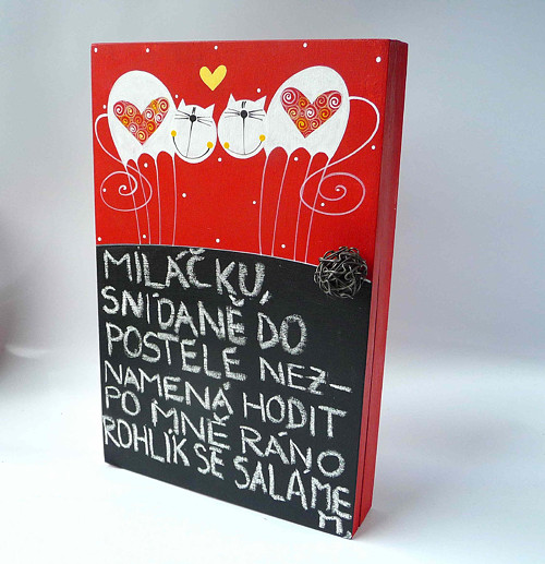 Poznámková skříňka na klíče - miluji tě víc než...