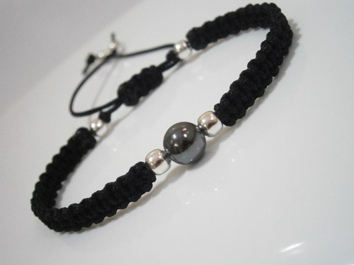 Černý náramek s Hematitem - Unisex — foto 1