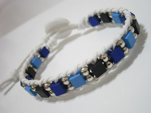 Modro-bílý náramek (Wrap Bracelet)