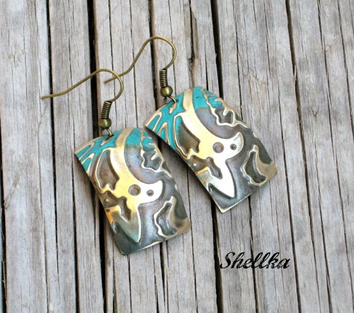 Náušnice ,,TURQUOISE & BRONZE,, — foto 1