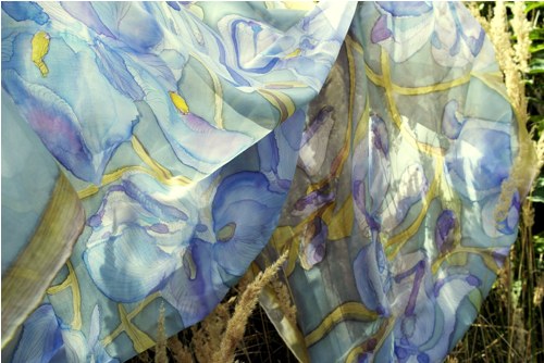 Hedvábná šála "Modrý Iris" — foto 1