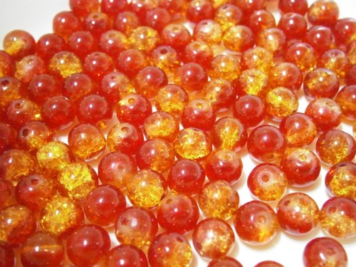 Skleněné praskané korálky - 8mm (15ks)