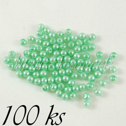 Světle zelené voskované perle - 3mm - 100ks — foto 1