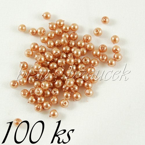 Béžové voskované perle - 3mm - 100ks — foto 1