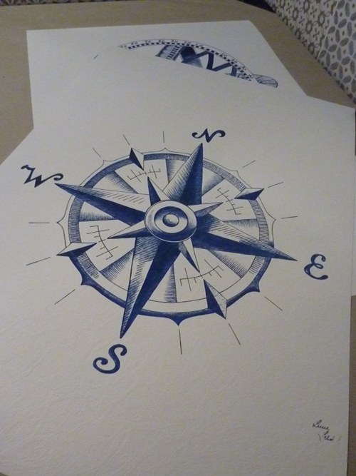 Plakát - Kompas - autorská ilustrace A3 — foto 1