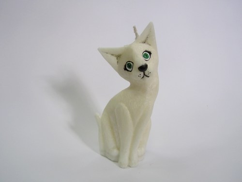 Vonná svíčka - Kočka 15 cm - bílá