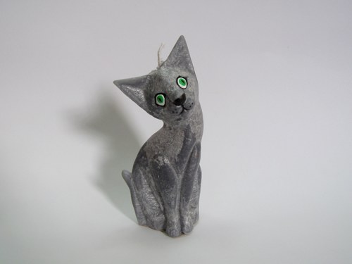 Vonná svíčka - Kočka 15 cm - šedá