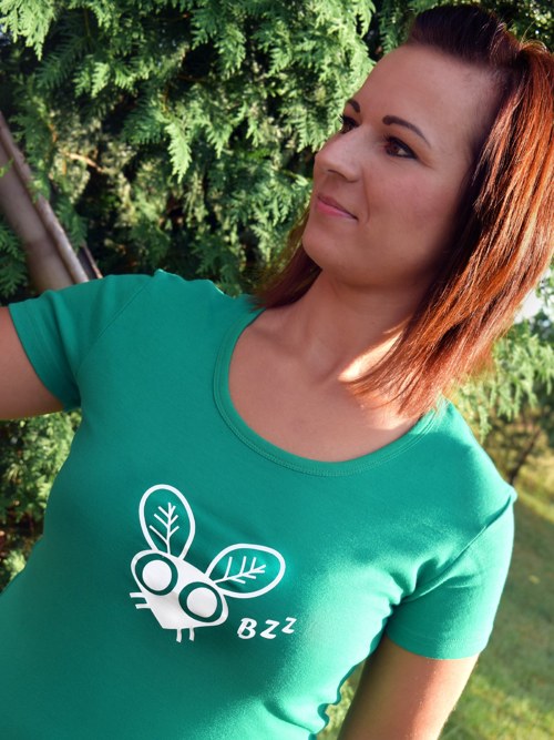 Dámské tričko - Moucha Bzz - zelená — foto 1