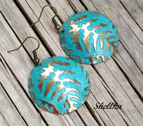 Náušnice ,,TURQUOISE FERNS,, — foto 1