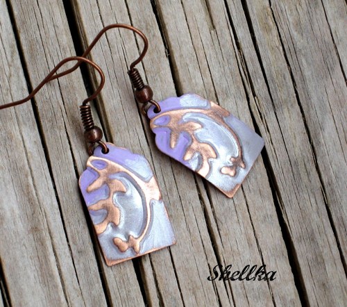 Náušnice ,,SMALL PURPLE & SILVER TAG,, — foto 1