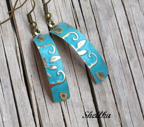 Náušnice ,,LONG LABEL-TURQUOISE,,
