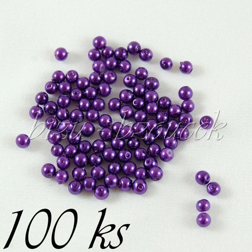 Fialové voskované perle - 3mm - 100ks — foto 1