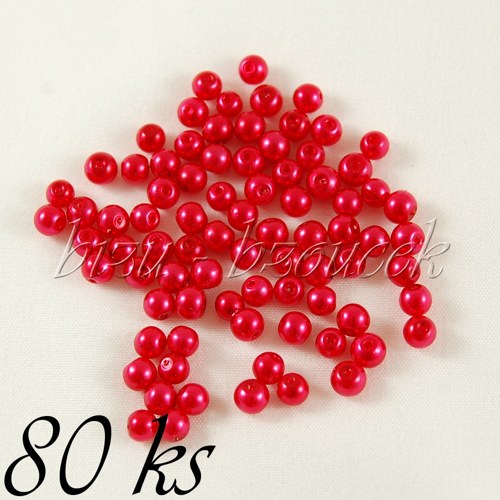 Červené voskované perle - 4mm - 80ks — foto 1