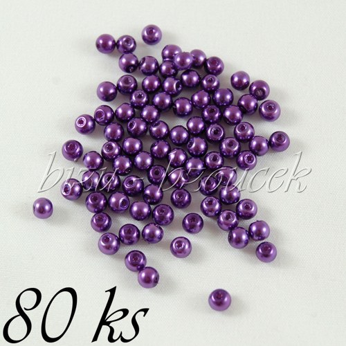Fialové voskované perle - 4mm - 80ks — foto 1