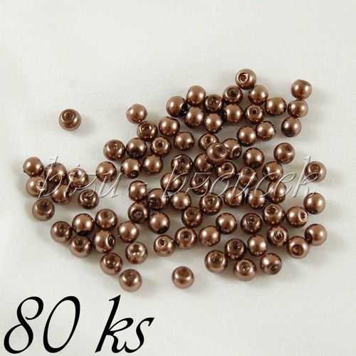 Hnědé voskované perle - 4mm - 80ks — foto 1