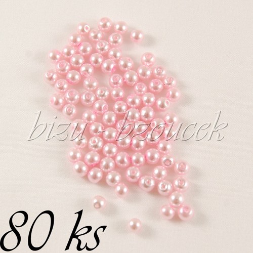 Světle růžové voskované perle - 4mm - 80ks — foto 1